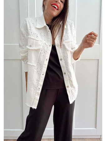 Sobrecamisa Vaquera Bordado-Perforado AIRELA Blanco HEVE