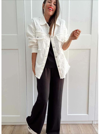 Sobrecamisa Vaquera Bordado-Perforado AIRELA Blanco HEVE