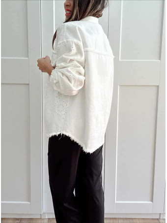Sobrecamisa Vaquera Bordado-Perforado AIRELA Blanco HEVE