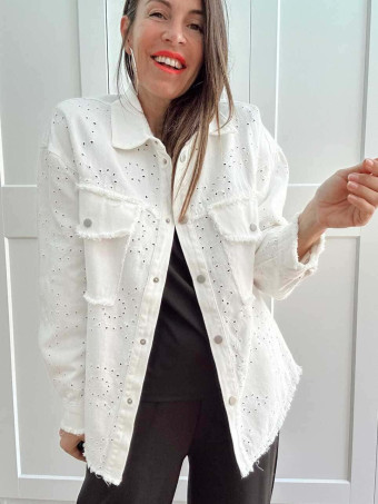 Sobrecamisa Vaquera Bordado-Perforado AIRELA Blanco HEVE