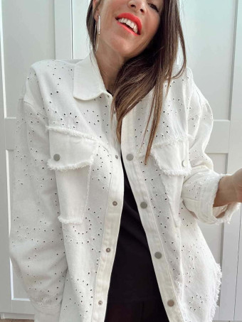 Sobrecamisa Vaquera Bordado-Perforado AIRELA Blanco HEVE