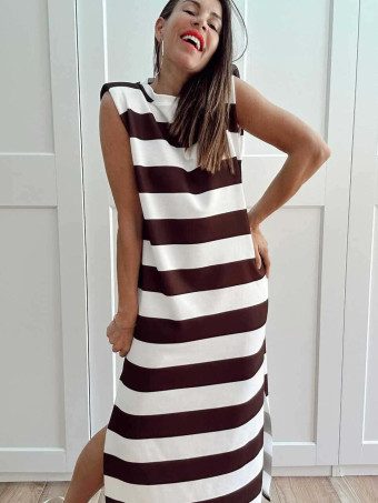 Vestido Rayas Soft Touch DALYNNE Marrón HEVE