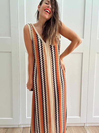 Vestido Lurex Estampado Zigzag HAYSEED Negro HEVE