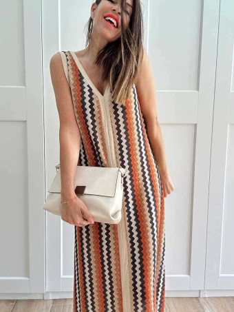 Vestido Lurex Estampado Zigzag HAYSEED Negro HEVE