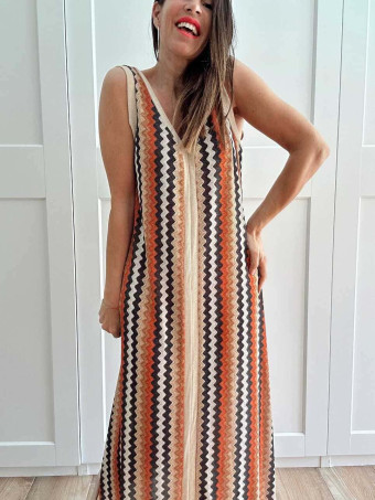 Vestido Lurex Estampado Zigzag HAYSEED Negro HEVE