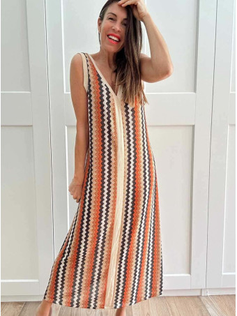 Vestido Lurex Estampado Zigzag HAYSEED Negro HEVE