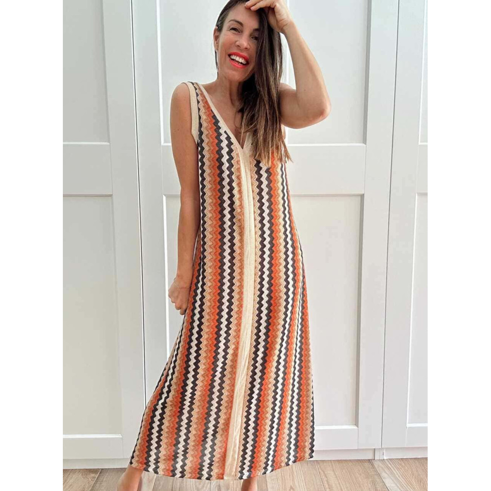 Vestido Lurex Estampado Zigzag HAYSEED Negro HEVE