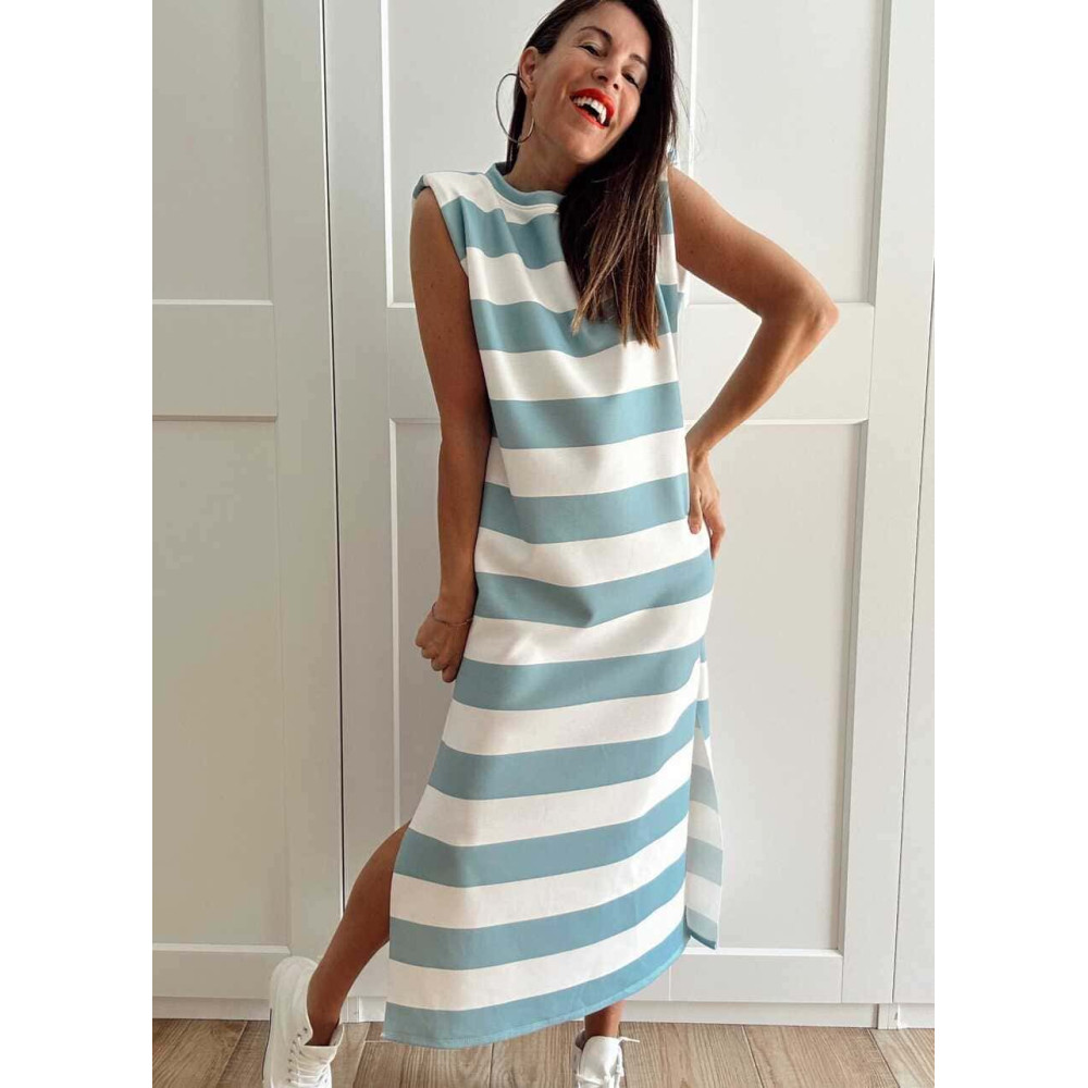 Vestido Rayas Soft Touch DALYNNE Aguamarina HEVE