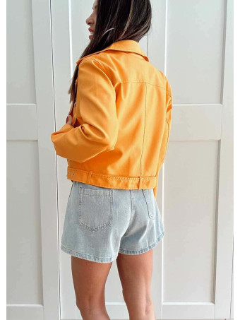 Cazadora Biker Efecto Piel RUNYAN Mostaza HEVE