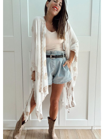 Kimono Ligero Bordado NAREIMI Blanco HEVE