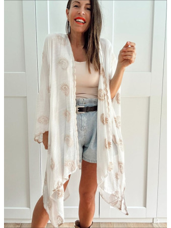 Kimono Ligero Bordado NAREIMI Blanco HEVE