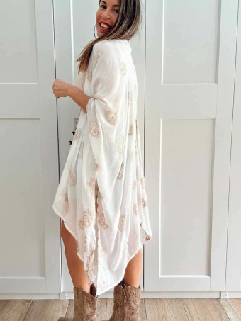 Kimono Ligero Bordado NAREIMI Blanco HEVE