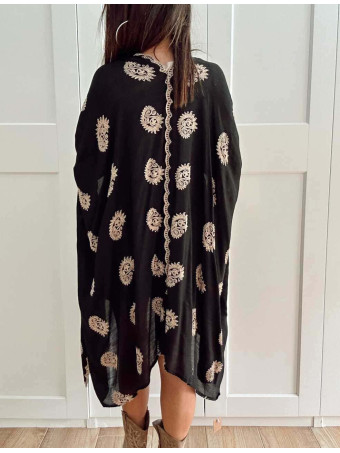 Kimono Ligero Bordado NAREIMI Negro HEVE