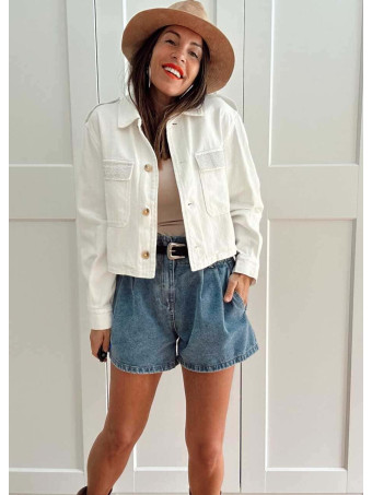 Cazadora Vaquera Strass LUMEK Blanco HEVE