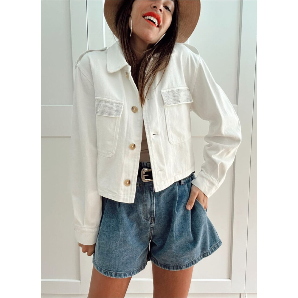 Cazadora Vaquera Strass LUMEK Blanco HEVE