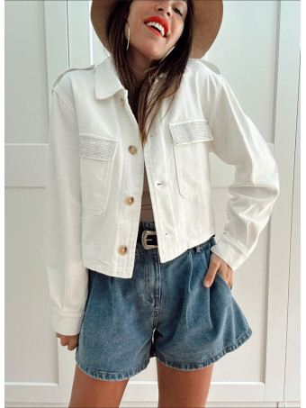 Cazadora Vaquera Strass LUMEK Blanco HEVE