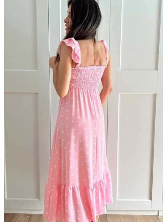 Vestido Lunares Nido de Abeja SALENZIA Rosa HEVE