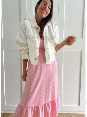 Vestido Lunares Nido de Abeja SALENZIA Rosa HEVE