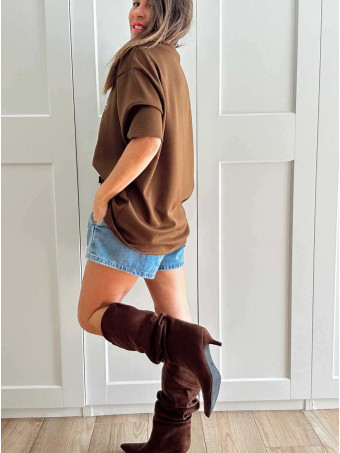 Camiseta Soft Touch Print Block NEW ATTITUDE Marrón HEVE