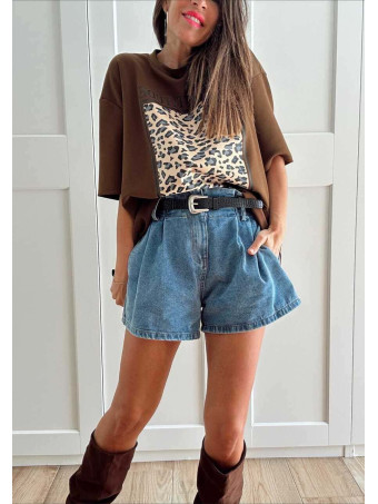 Camiseta Soft Touch Print Block NEW ATTITUDE Marrón HEVE