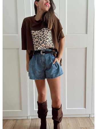 Camiseta Soft Touch Print Block NEW ATTITUDE Marrón HEVE