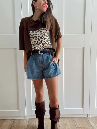 Camiseta Soft Touch Print Block NEW ATTITUDE Marrón HEVE