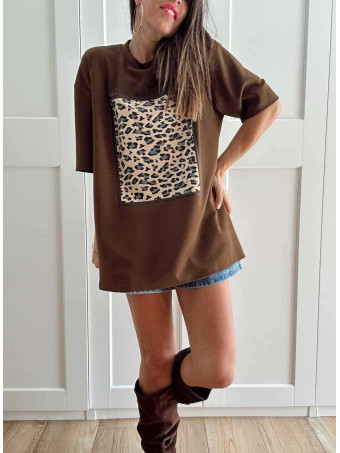 Camiseta Soft Touch Print Block NEW ATTITUDE Marrón HEVE