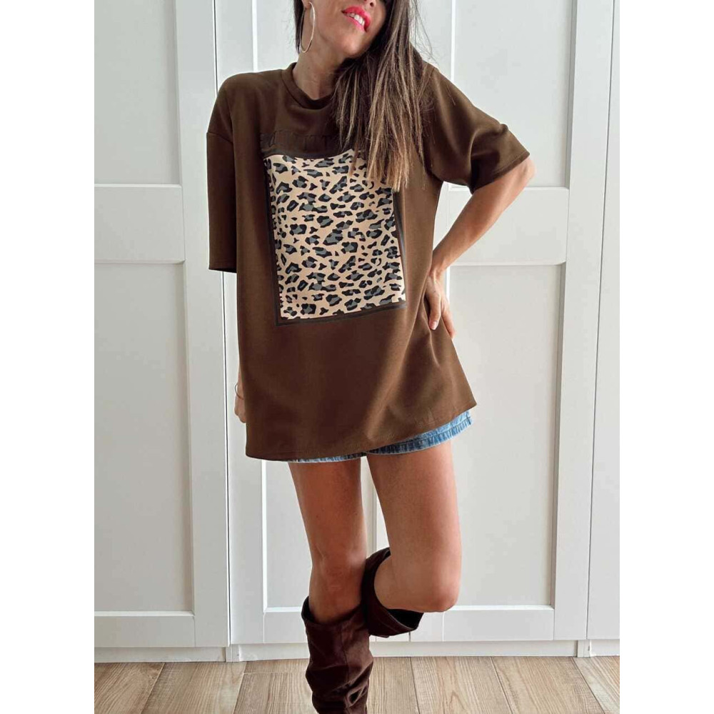 Camiseta Soft Touch Print Block NEW ATTITUDE Marrón HEVE