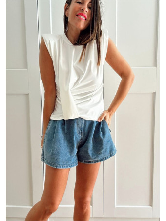 Cuerpo Drapeado con Hombreras KATARYN Blanco HEVE