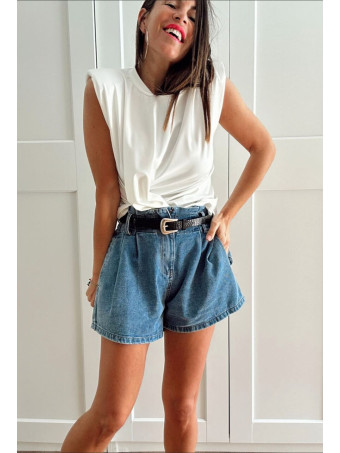 Cuerpo Drapeado con Hombreras KATARYN Blanco HEVE