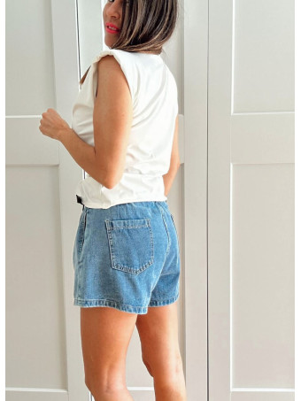 Cuerpo Drapeado con Hombreras KATARYN Blanco HEVE