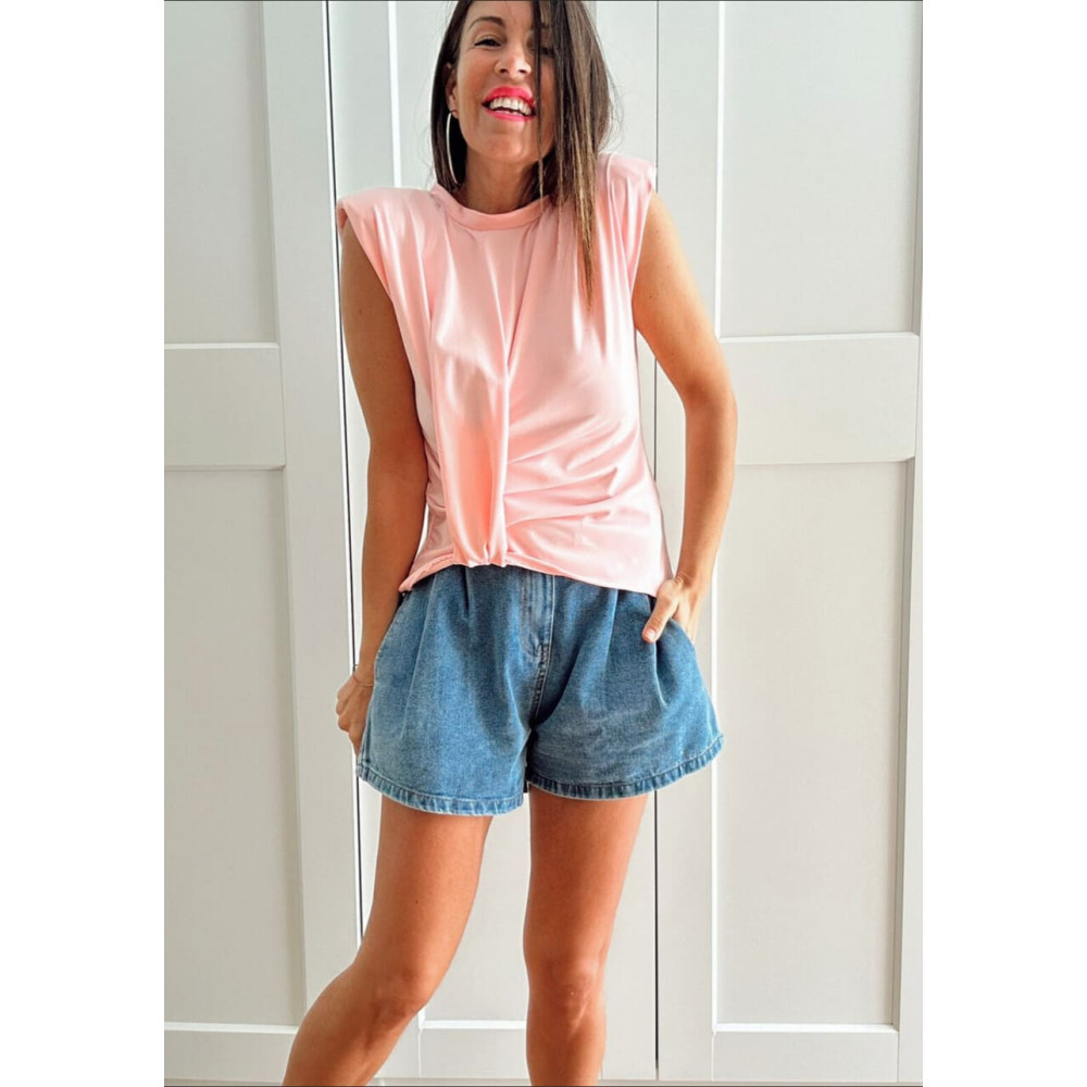 Cuerpo Drapeado con Hombreras KATARYN Rosa HEVE