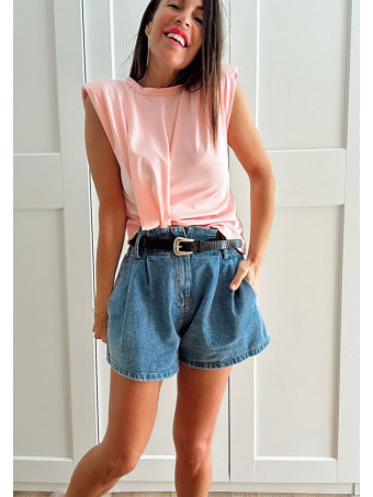 Cuerpo Drapeado con Hombreras KATARYN Rosa HEVE