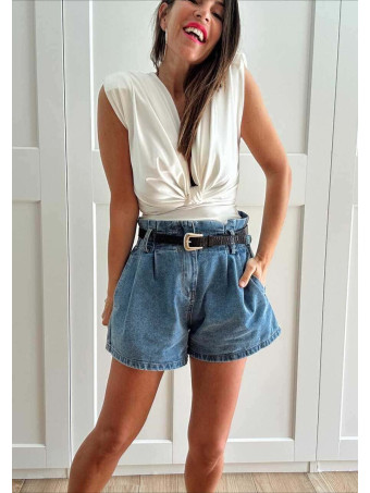 Body Hombreras Drapeado VIRANDIA Blanco HEVE