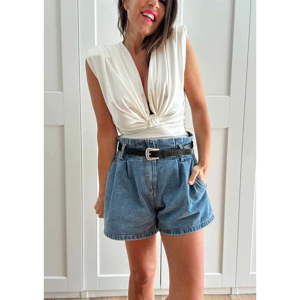 Body Hombreras Drapeado VIRANDIA Blanco HEVE