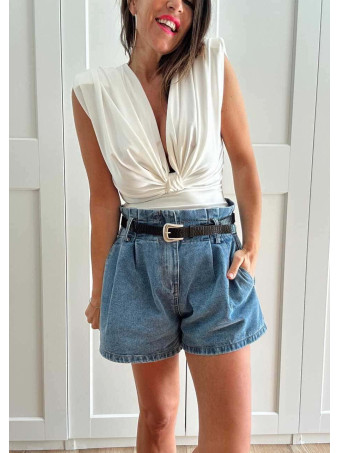 Body Hombreras Drapeado VIRANDIA Blanco HEVE