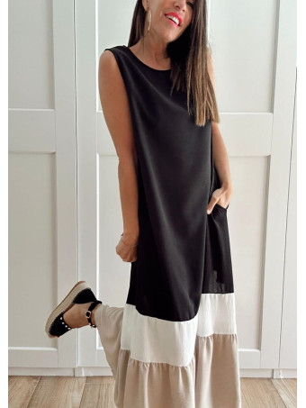 Vestido Color Block VAKENY Negro HEVE