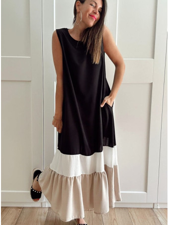 Vestido Color Block VAKENY Negro HEVE