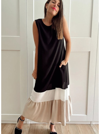 Vestido Color Block VAKENY Negro HEVE