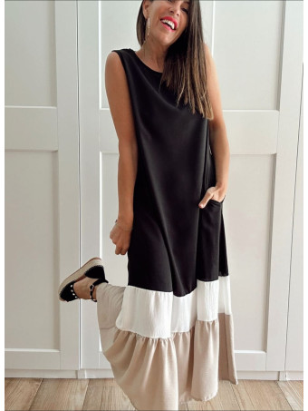 Vestido Color Block VAKENY Negro HEVE