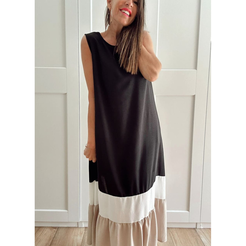 Vestido Color Block VAKENY Negro HEVE