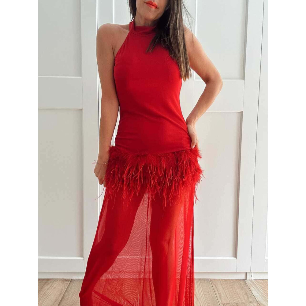 Vestido Halter Fiesta SERELUNE Rojo HEVE