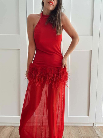 Vestido Halter Fiesta SERELUNE Rojo HEVE
