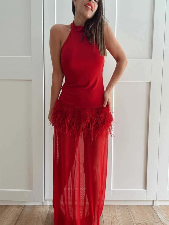Vestido Halter Fiesta SERELUNE Rojo HEVE