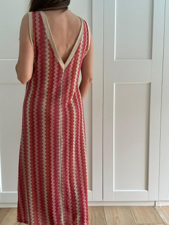 Vestido Lurex Estampado Zigzag HAYSEED Coral HEVE