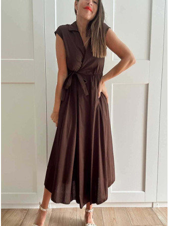 Vestido Popelín Cruzado VINTESSA Marrón HEVE