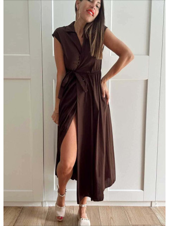 Vestido Popelín Cruzado VINTESSA Marrón HEVE