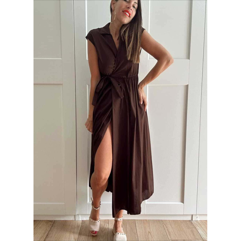 Vestido Popelín Cruzado VINTESSA Marrón HEVE