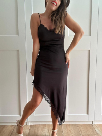 Vestido Lencero Asimétrico MAIVORA Negro HEVE