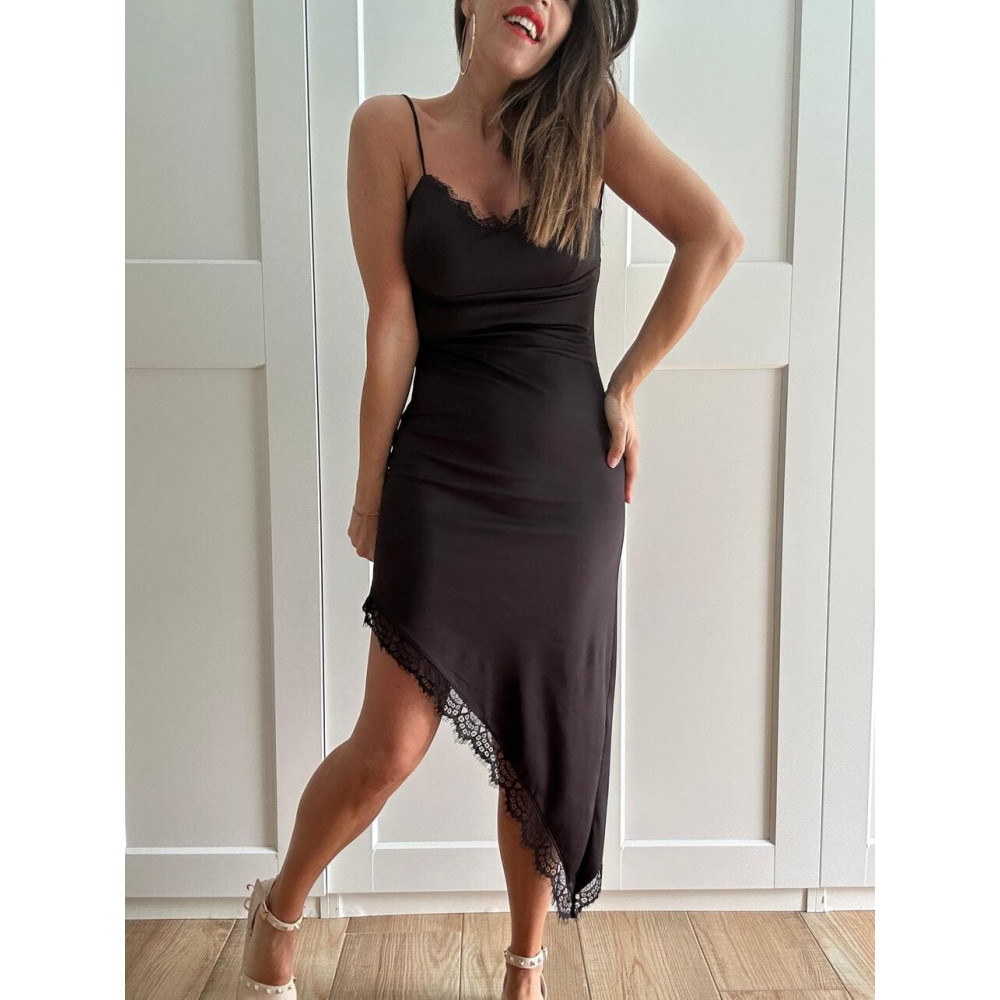 Vestido Lencero Asimétrico MAIVORA Negro HEVE